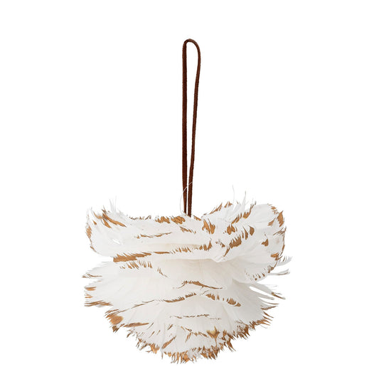 Jaslyn Ornament, White, Feather